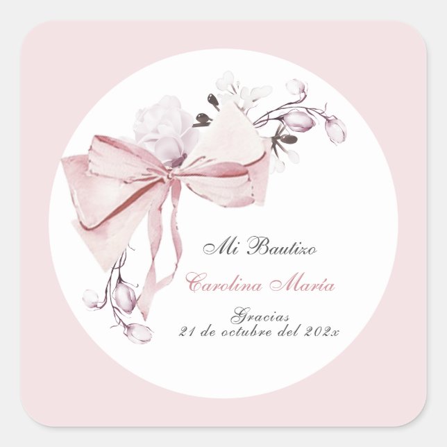 Gracias Bautizo Niña Square Sticker (Front)