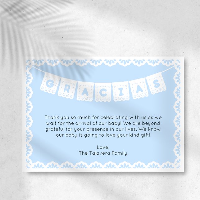 Gracias Cielito Lindo Blue Baby Shower Thank You Invitation (Creator Uploaded)