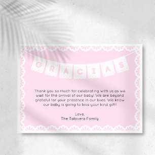 Gracias Cielito Lindo Pink Baby Shower Thank You Invitation