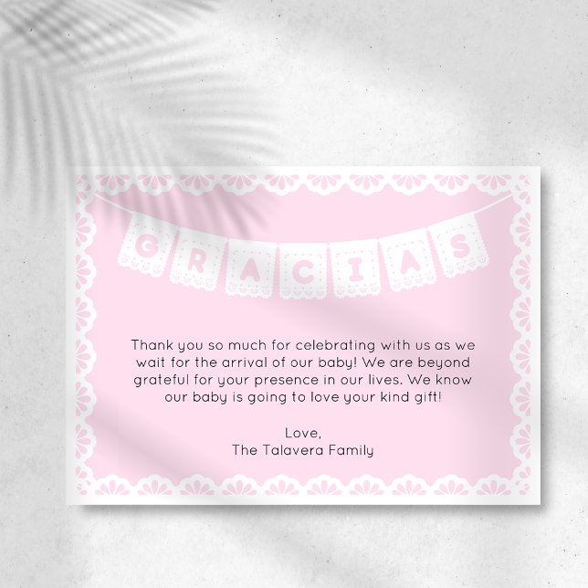 Gracias Cielito Lindo Pink Baby Shower Thank You Invitation (Creator Uploaded)