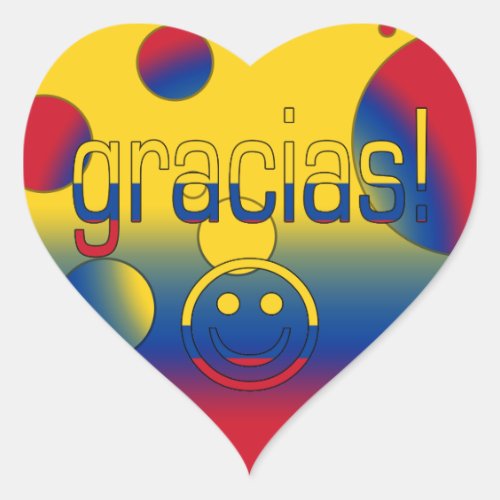 Gracias Colombia Flag Colors Pop Art Heart Sticker