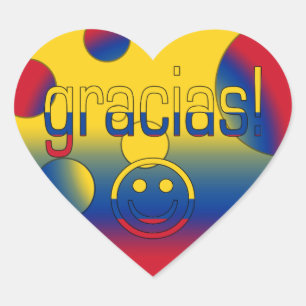 Gracias! Colombia Flag Colors Pop Art Heart Sticker
