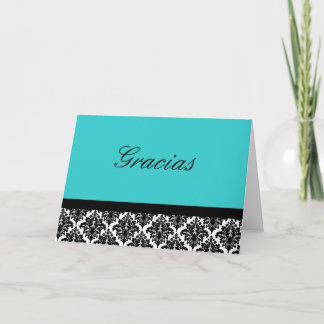 Gracias Damask Letterpress Thank You Card