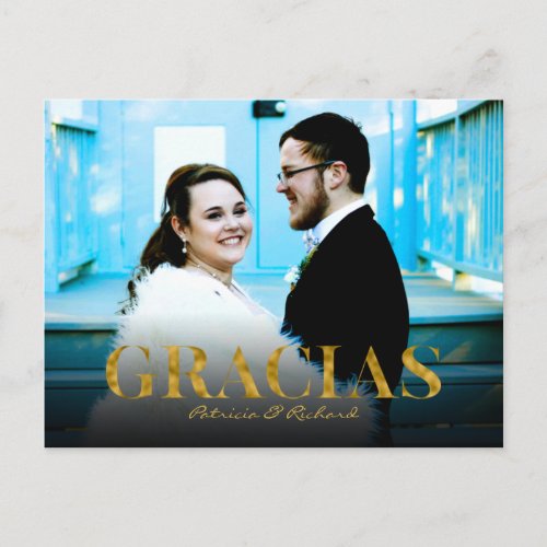 Gracias Gold Foil Font Wedding Thank You Foto Postcard