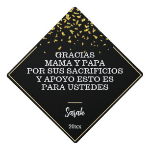 Gracias Mama Y Papa Spanish Graduation Simple Cap Topper