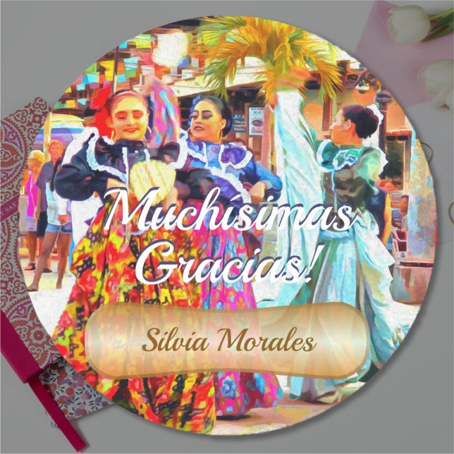 Gracias Mexican Festival Dancers 2549 Classic Round Sticker (Creator Uploaded)