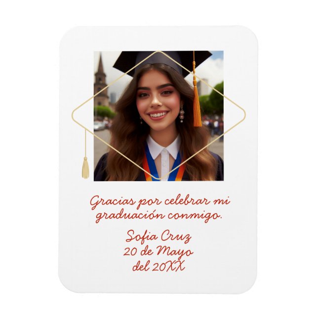 Gracias Mi Graduación con Foto Recuerdo Magnet (Vertical)