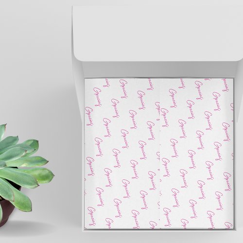 Gracias minimalist hot pink script Custom Business Tissue Paper