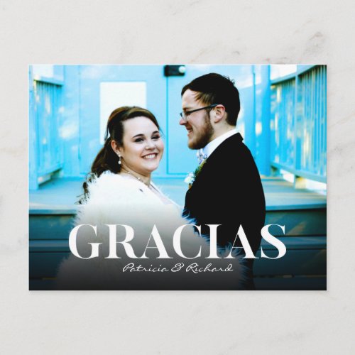 Gracias Modern Font Wedding Thank You Foto Postcard