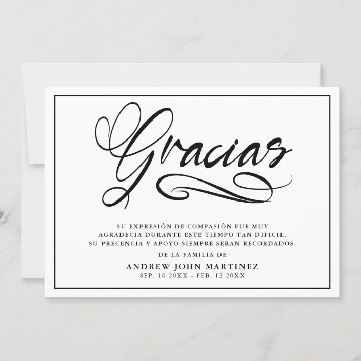 Gracias Modern Photo Spanish Funeral Thank You Card