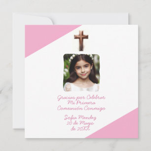 Gracias por Celebrar Mi Primera Comunión con Foto Holiday Card