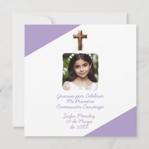 Gracias por Celebrar Mi Primera Comunión con Foto Holiday Card