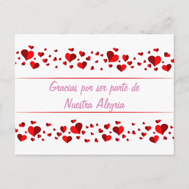 Gracias por ser parte de Nuestra Alegria Postcard (Front)