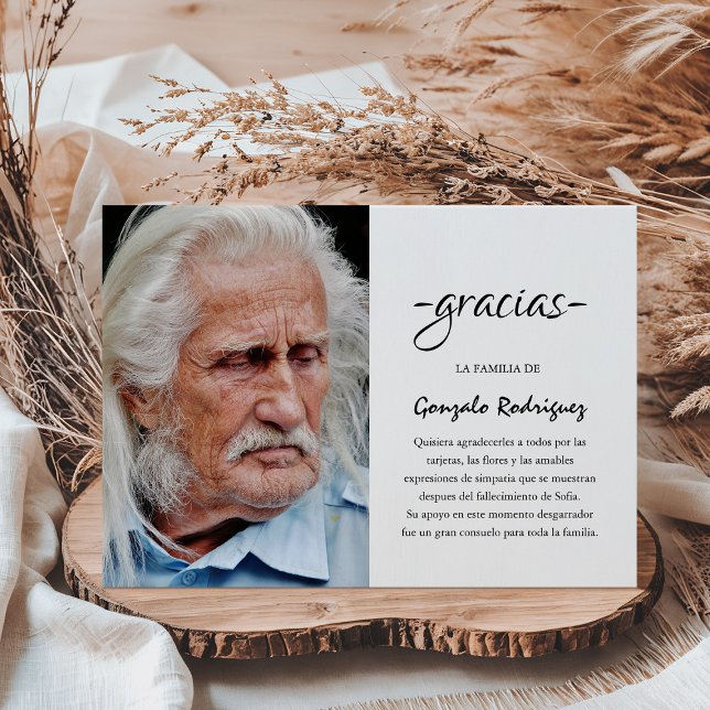 Gracias Simpatia | Spanish Sympathy Photo Thank You Card (Creator Uploaded)