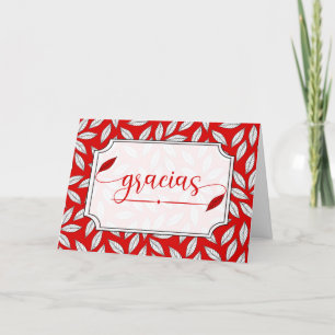 Gracias Spanish Red and White Botanical Letterpress Thank You Card