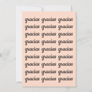 Gracias Spanish Retro Pink Black Script Thank You Card