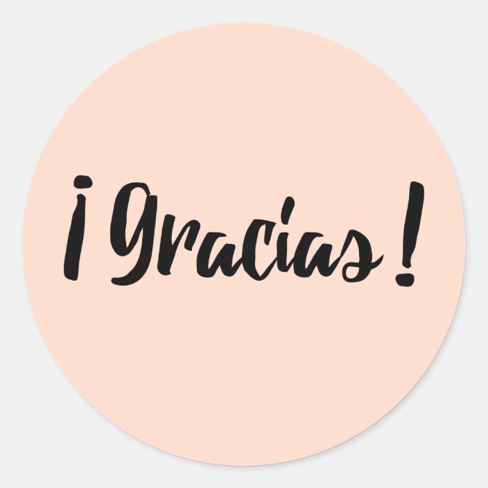 Gracias Spanish Retro Pink Black Script Thank You Classic Round Sticker ...