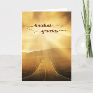 Gracias Spanish Sunlit Endless Road Letterpress Thank You Card