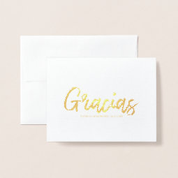 Gracias Stylish Script Wedding Thank You Photo Foil Card | Zazzle