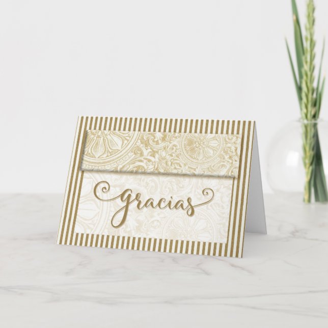 Gracias Thank You Spanish Gold Stripes Blank (Front)