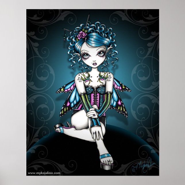 "Gracie" Gothic Couture Swallow Tattoo Fairy Poster (Front)