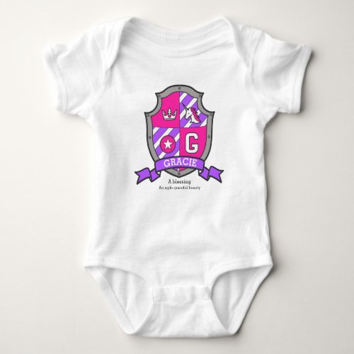 Gracie name meaning unicorn princess letter G Baby Bodysuit