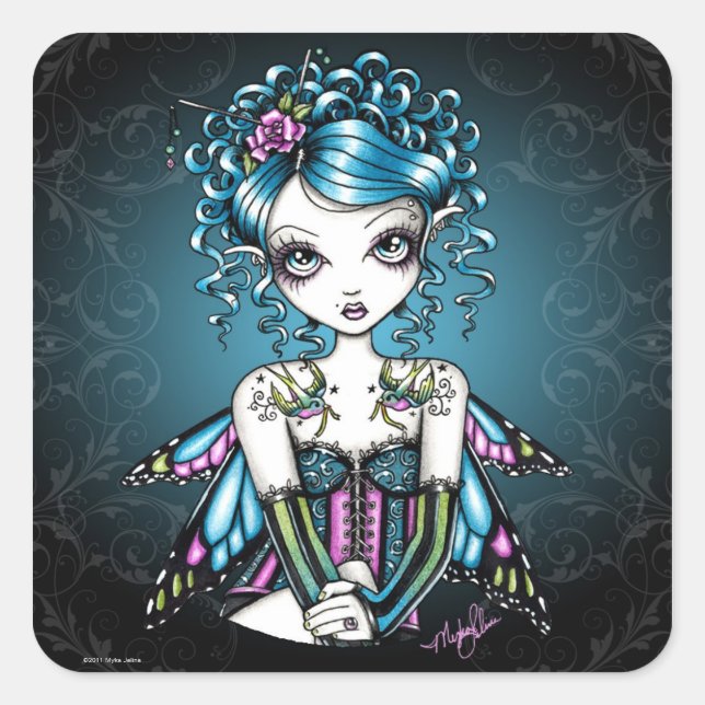 "Gracie" Swallow Tattoo Fairy Art Stickers (Front)