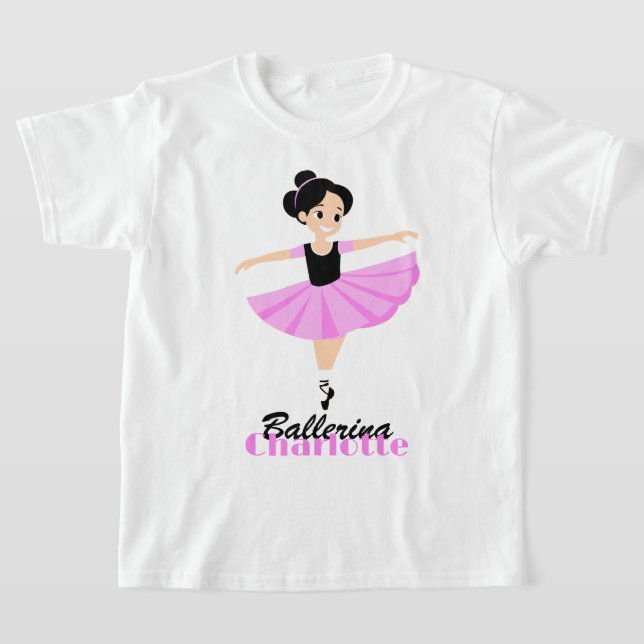 Gracious Happy Soft Pink  Ballerina Personalized T-Shirt (Laydown)