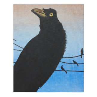 Grackle Austin Texas Bird Lover Wildlife Painting Faux Canvas Print