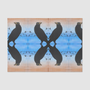 Grackle Austin Texas Bird Lover Wildlife Painting Tissue Paper