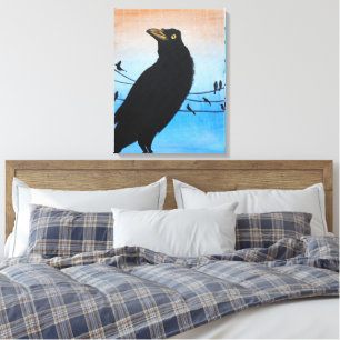 Grackle Austin Texas Bird Nature Wildlife Painting Canvas Print
