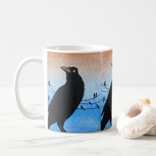 Grackle Austin Texas Bird Nature Wildlife Painting Coffee Mug