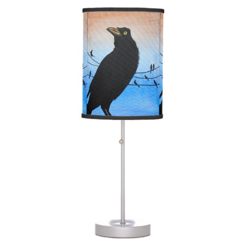 Grackle Austin Texas Bird Nature Wildlife Painting Table Lamp