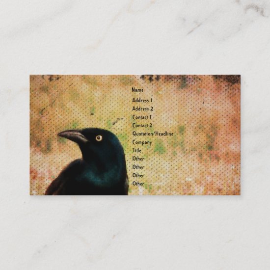 Grackle Bird Digital Art Business Card