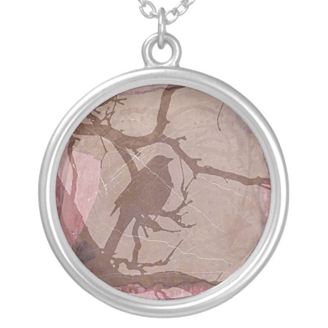 Grackle Grunge 2 Silver Plated Necklace (Front)