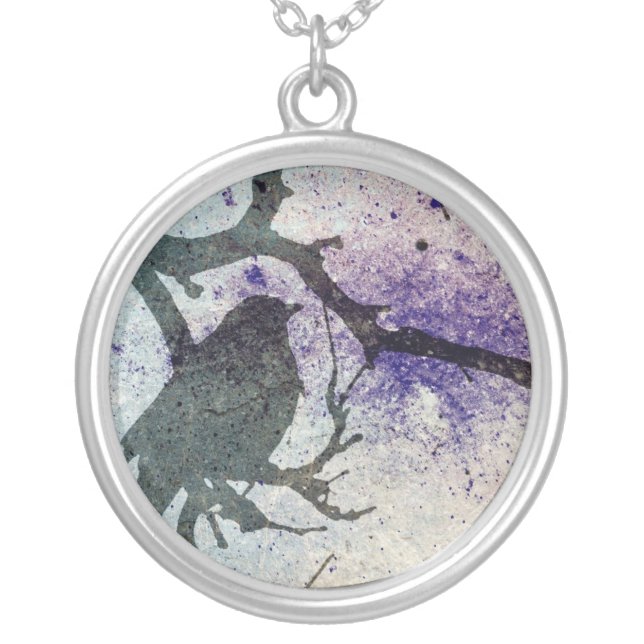 Grackle Grunge Silver Plated Necklace (Front)