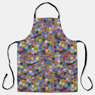 grackles and pansies apron