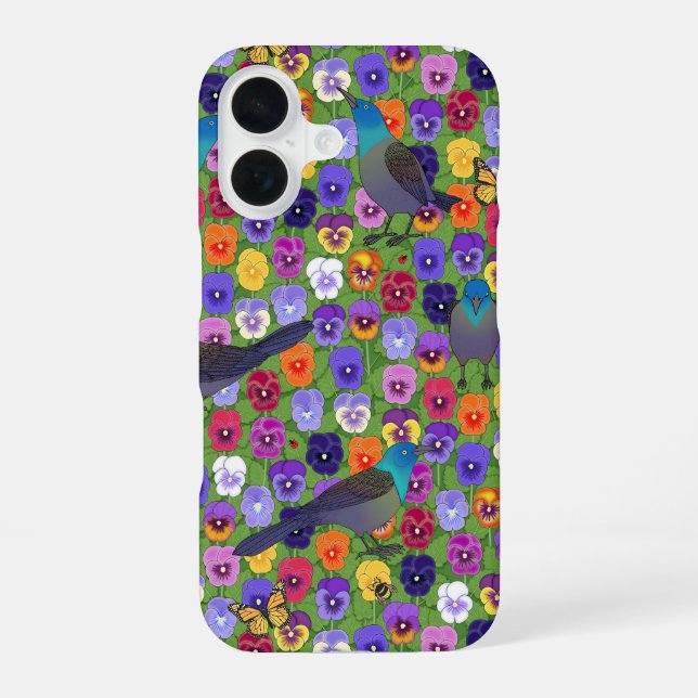grackles and pansies iPhone case (Back)