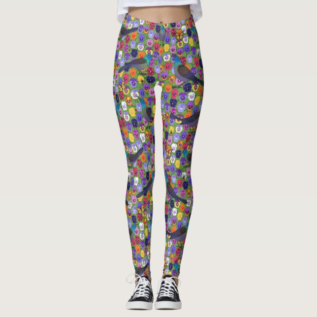 grackles and pansies leggings (Front)