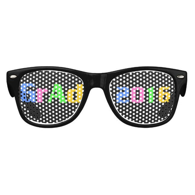 Grad 2016 Colorful Text Design Kids Sunglasses (Front)