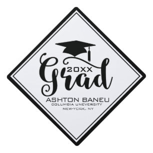 Grad 2017 Modern Black Typography Graduation Cap Topper