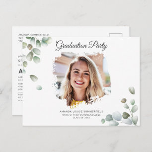 Grad 2022 Eucalyptus Succulent Greenery Graduation Invitation Postcard