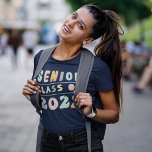 Grad 2022 Senior Class Trendy Custom Graduate T-Shirt<br><div class="desc">Add your text to this whimsical grad 2022 senior design. Perfect for your graduation party or wear as a team. Completely change the color of your custom text or delete to make it a plain "Senior Class of 2022"</div>