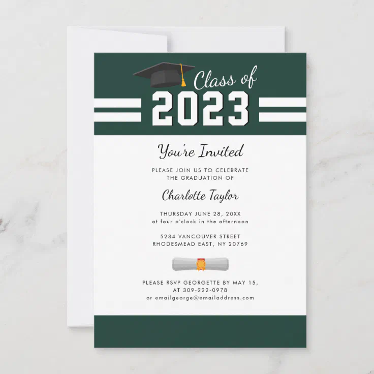 Grad 2023 Script Green Graduation Party Invitation | Zazzle