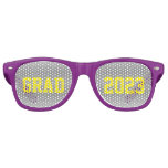 Grad 2023 With Yellow Letters And Gray Back  Retro Sunglasses at Zazzle