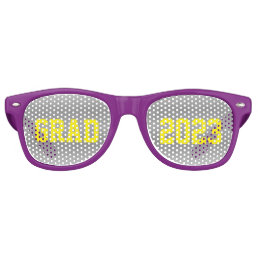GRAD 2023 with Yellow Letters and Gray Back  Retro Sunglasses