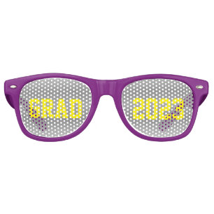 GRAD 2023 with Yellow Letters and Gray Back Retro Sunglasses