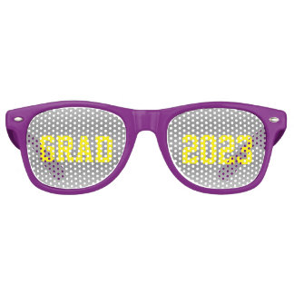 GRAD 2023 with Yellow Letters and Gray Back Retro Sunglasses