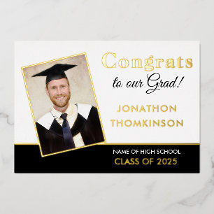 Grad 2024 Announcement Gold Foil Photo White Black