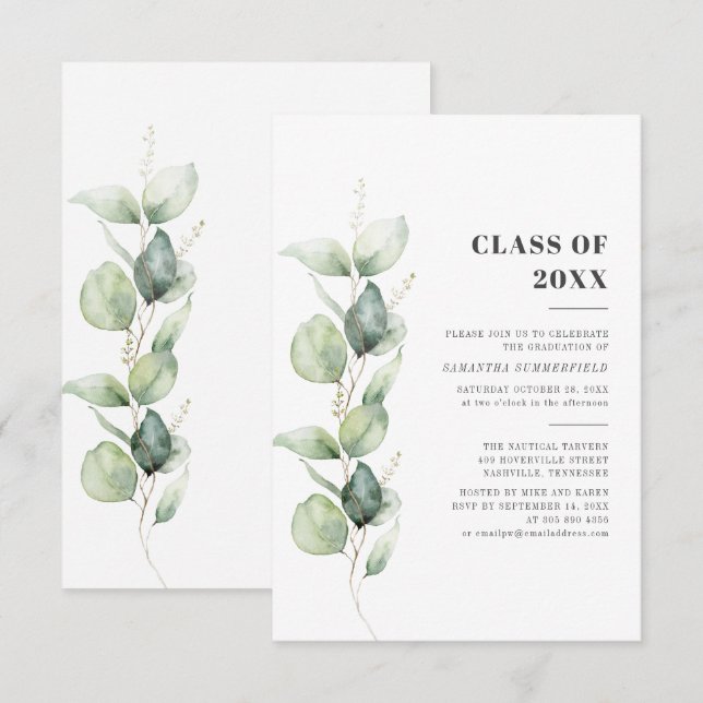 Grad 2024 Eucalyptus Graduation Party Invitation (Front/Back)